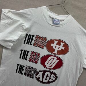 Vintage 90s All Sport Graphic Tee XL White The Good Bad Ugly Texas Rivalry Shirt